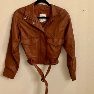 Abercrombie and Fitch Brown Bomber Vegan Leather Jacket
